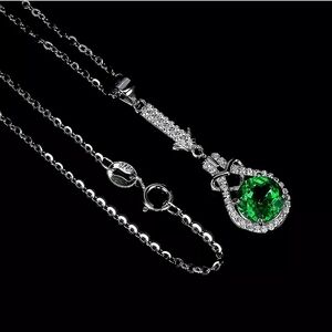 Heated Natural Green Topaz 7mm & Cz 925 Sterling Silver Necklace 18"